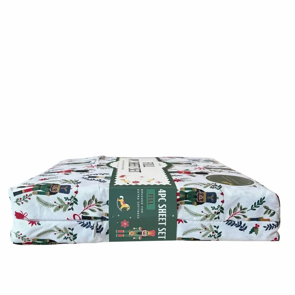 Envogue FULL Nutcracker Sheet Set 4pc Christmas Holiday Bedding New